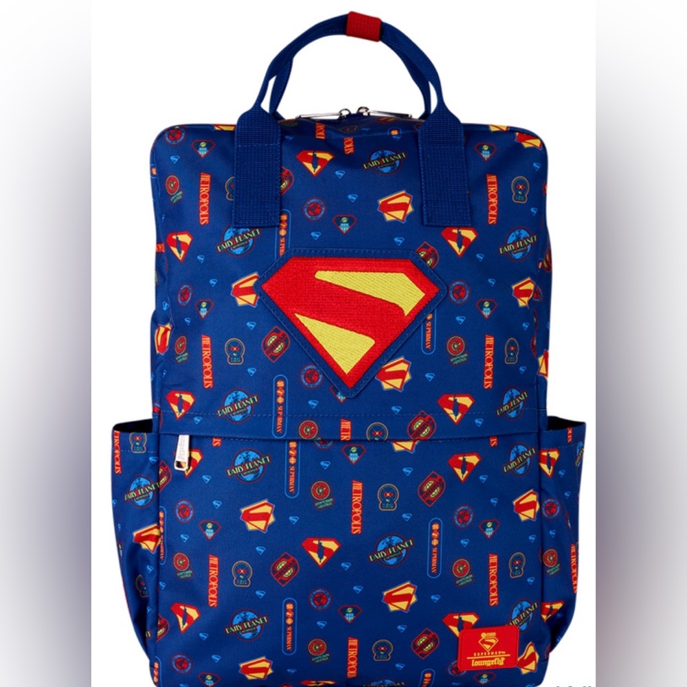 NWT Loungefly DC Comics Superman AOP full-size Backpack